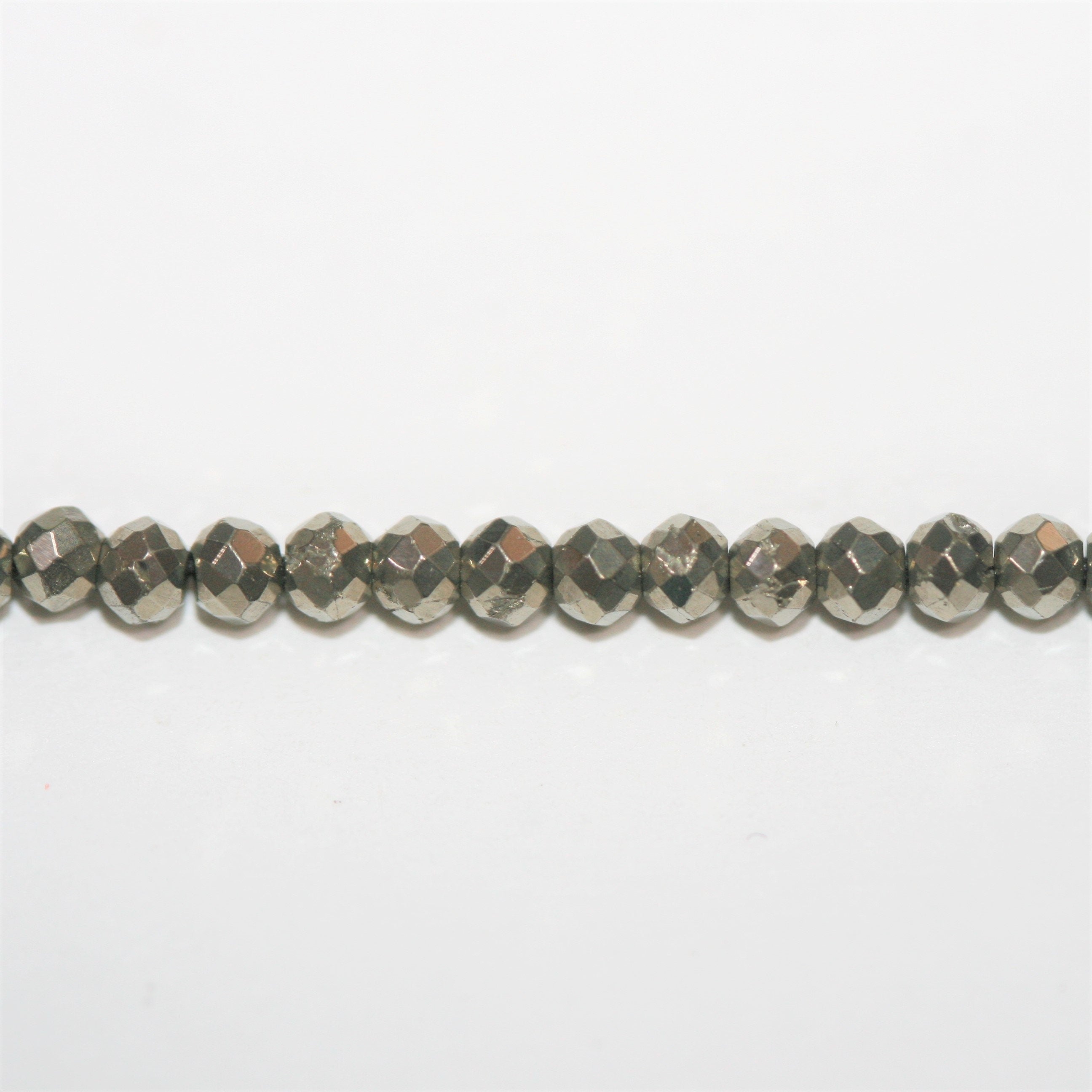 12" St Natural Pyrite Faceted Rondelle Beads 2.5x1.5mm.- Strand 32cm.