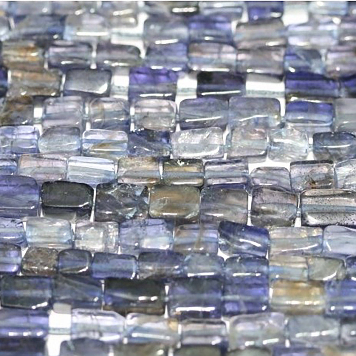14" St Iolite Smooth Brick Prism Beads 6x4mm.Approx.-Strand 37cm