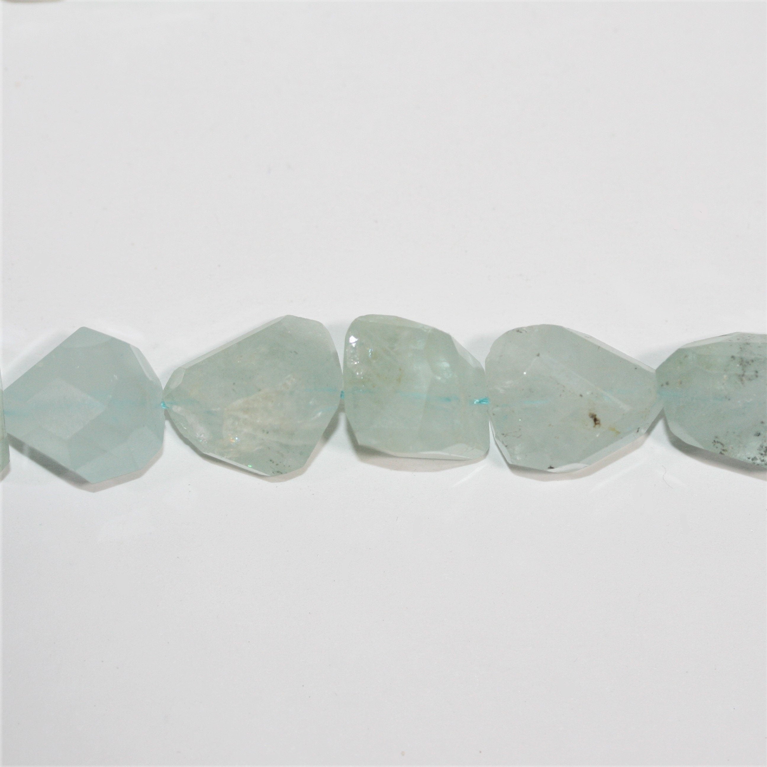 13" St Aquamarine Faceted Nugget Beads 10x8-20x12mm. Approx.- Strand 33cm.
