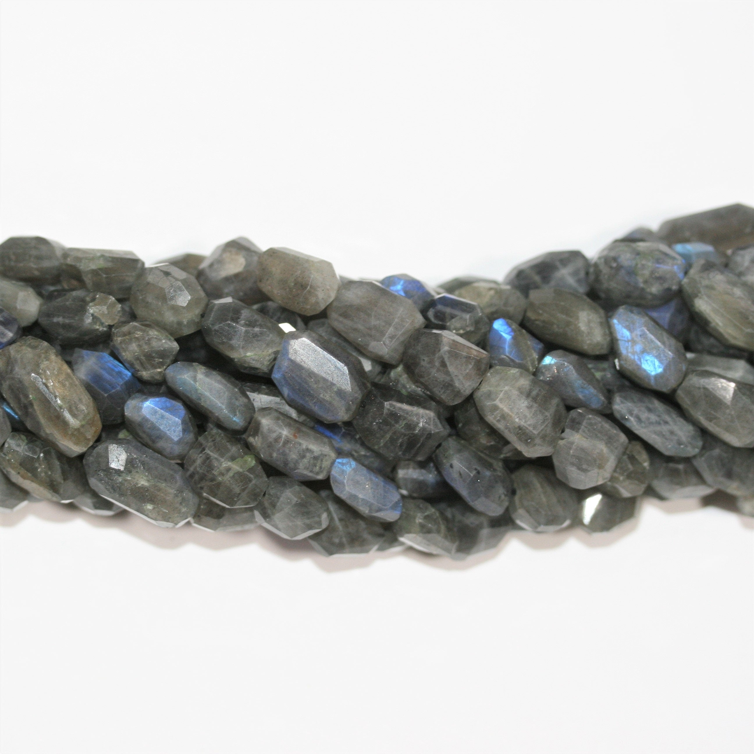 13" St Labradorite Faceted Nugget Beads 9- 15mm. Approx.- Strand 34cm.