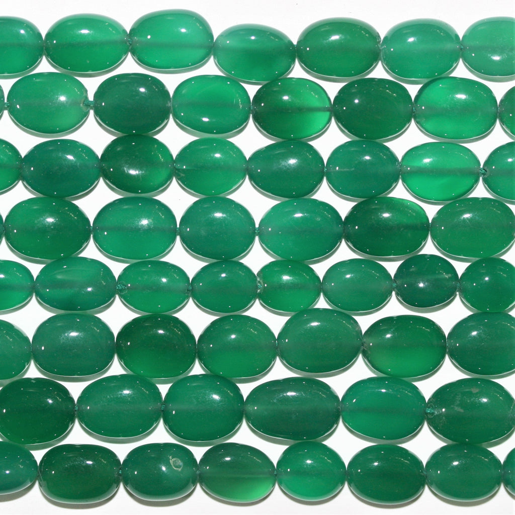 14" St Green Onyx Smooth Nugget Beads 10x9-13x9mm. Approx.- Strand 36cm.