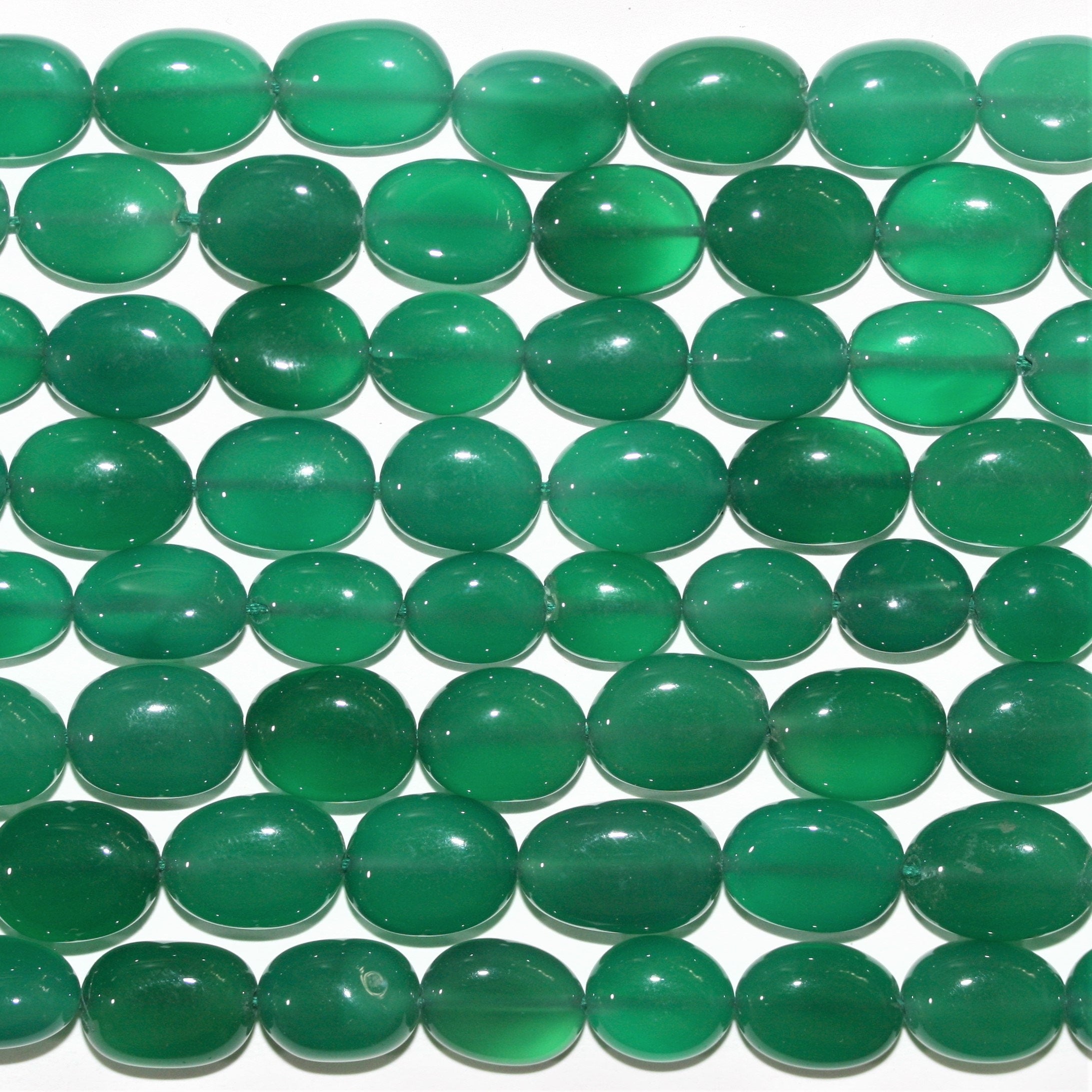 14" St Green Onyx Smooth Nugget Beads 10x9-13x9mm. Approx.- Strand 36cm.