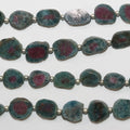Perles ovales plates et lisses en zoïsite rubis St de 20 cm (8 pouces), 10 x 8 mm environ. Longueur du fil : 21 cm.
