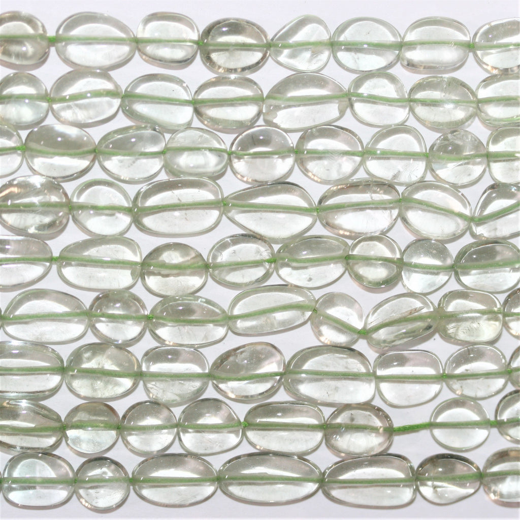 Cuentas ovaladas lisas de St Prasiolite de 16", 11 x 8 mm. Aprox. - Hilo de 40 cm.