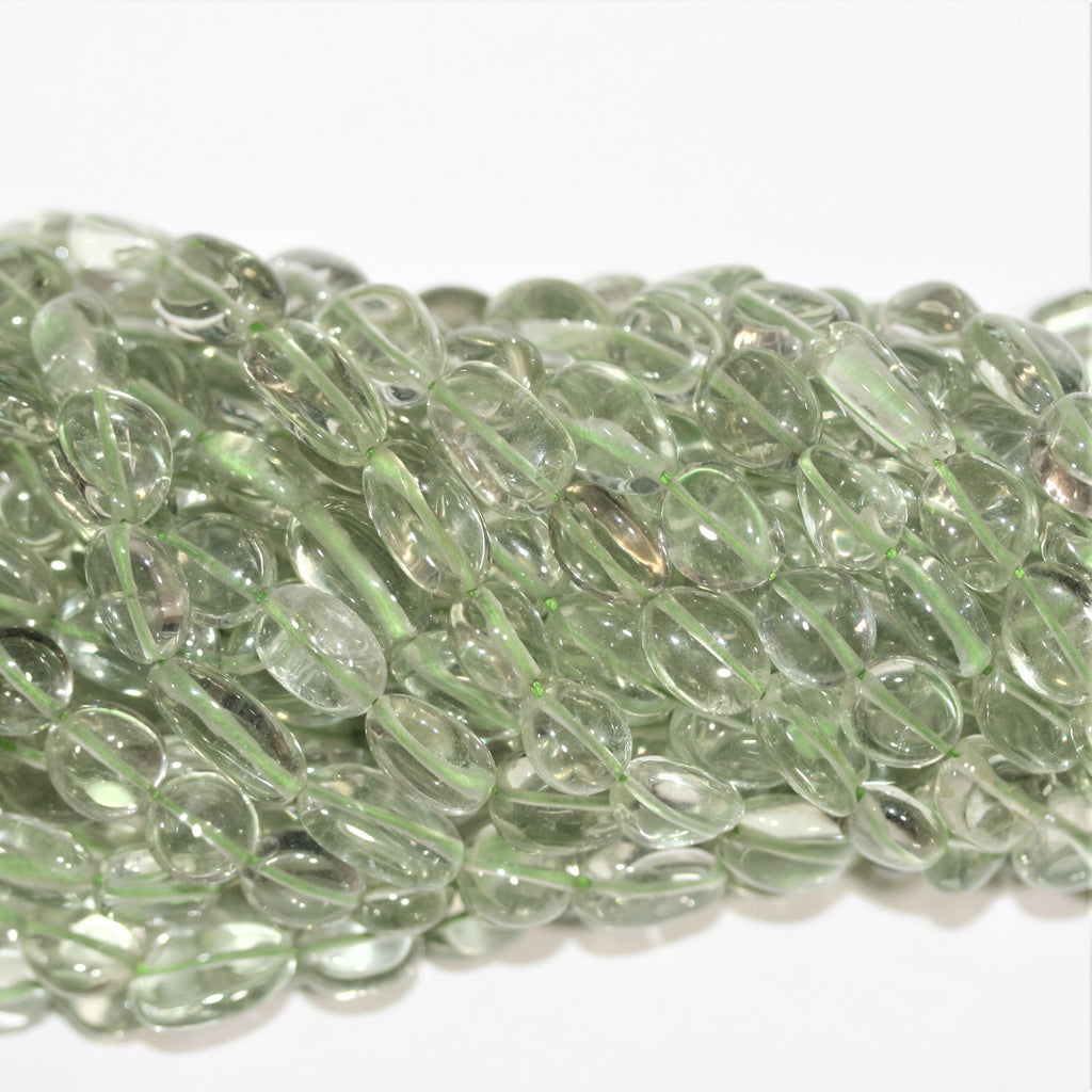 Cuentas ovaladas lisas de St Prasiolite de 16", 11 x 8 mm. Aprox. - Hilo de 40 cm.