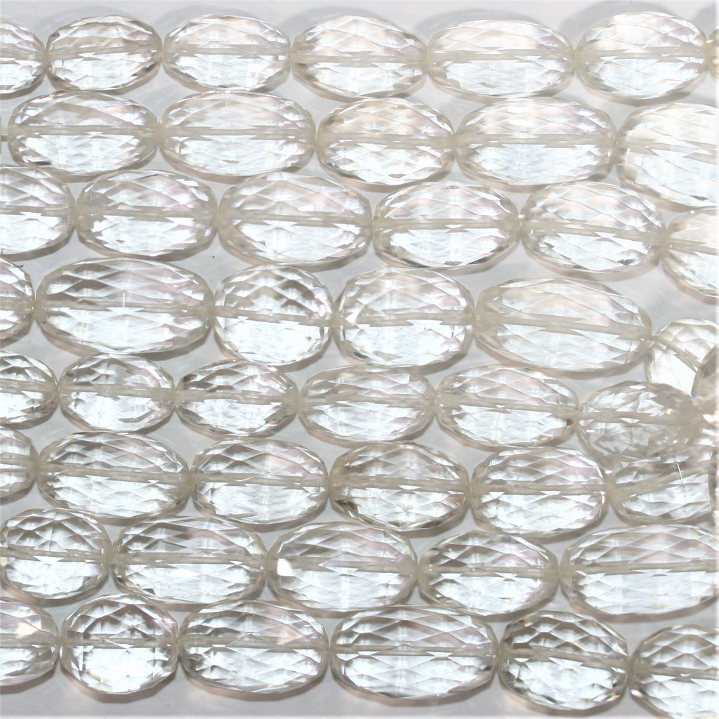 Cuentas de barril facetadas graduadas de cuarzo cristal de roca de 17", 13,5 x 8,5 - 22 x 12 mm, tira de 44 cm.