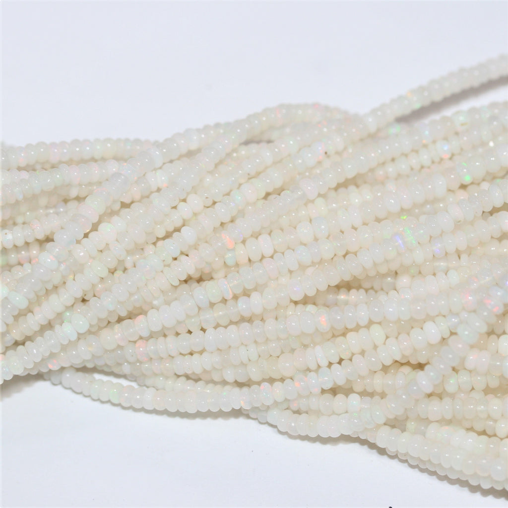 Cuentas redondas lisas graduadas de ópalo etíope de San Etiopía de 16", 3 x 1,5 - 4,5 x 3 mm, tira de 42 cm.