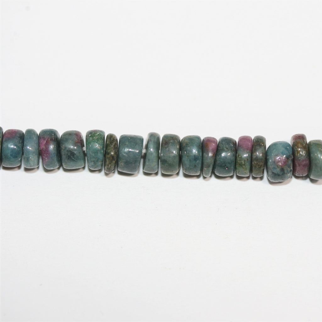13" St Ruby Zoisite Irregular Smooth Disc Beads 6x3mm. Approx.- Strand 33cm.