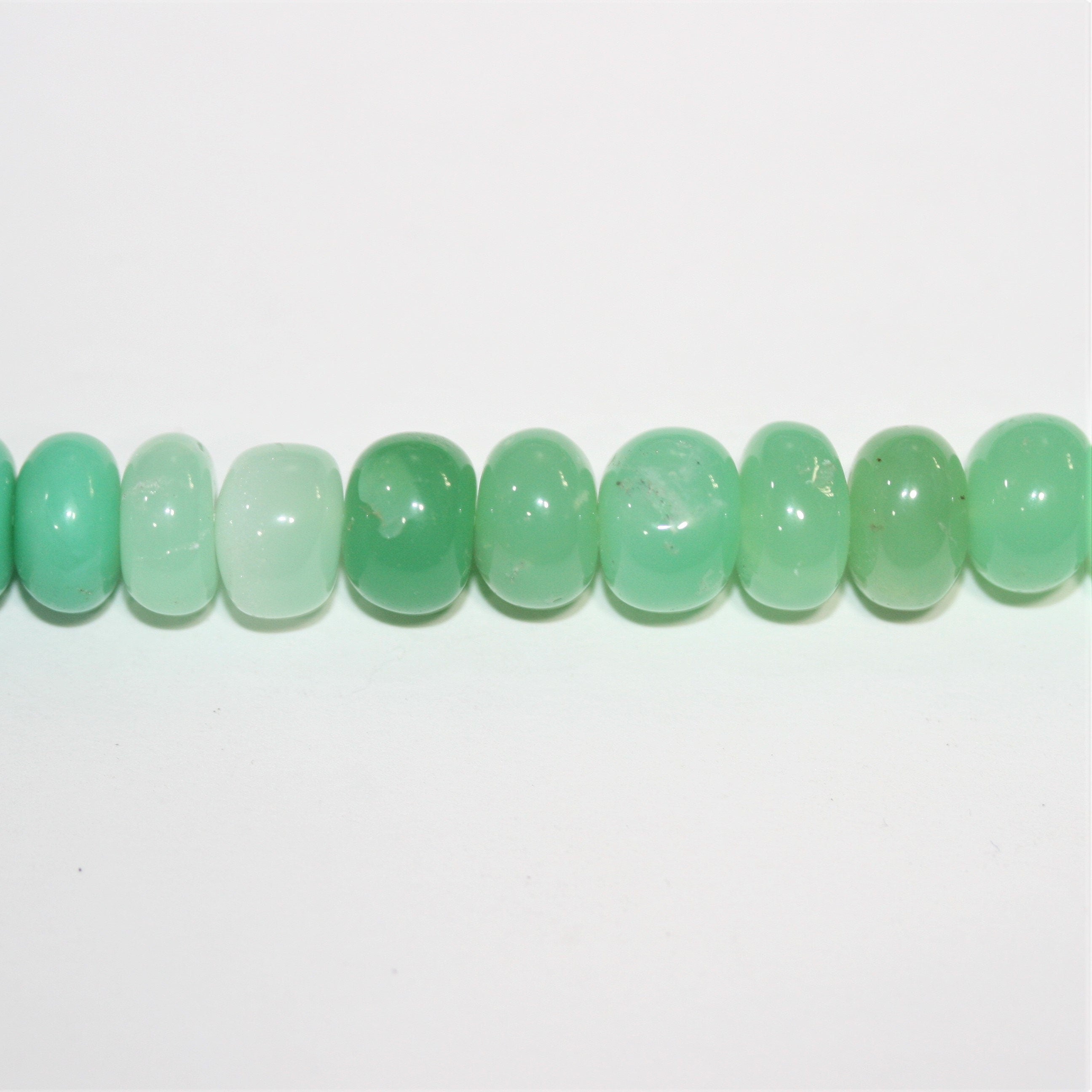 Cuentas redondas lisas de crisoprasa de Santa, 19", 10 x 6 mm. Aprox. - Hilo de 48 cm.