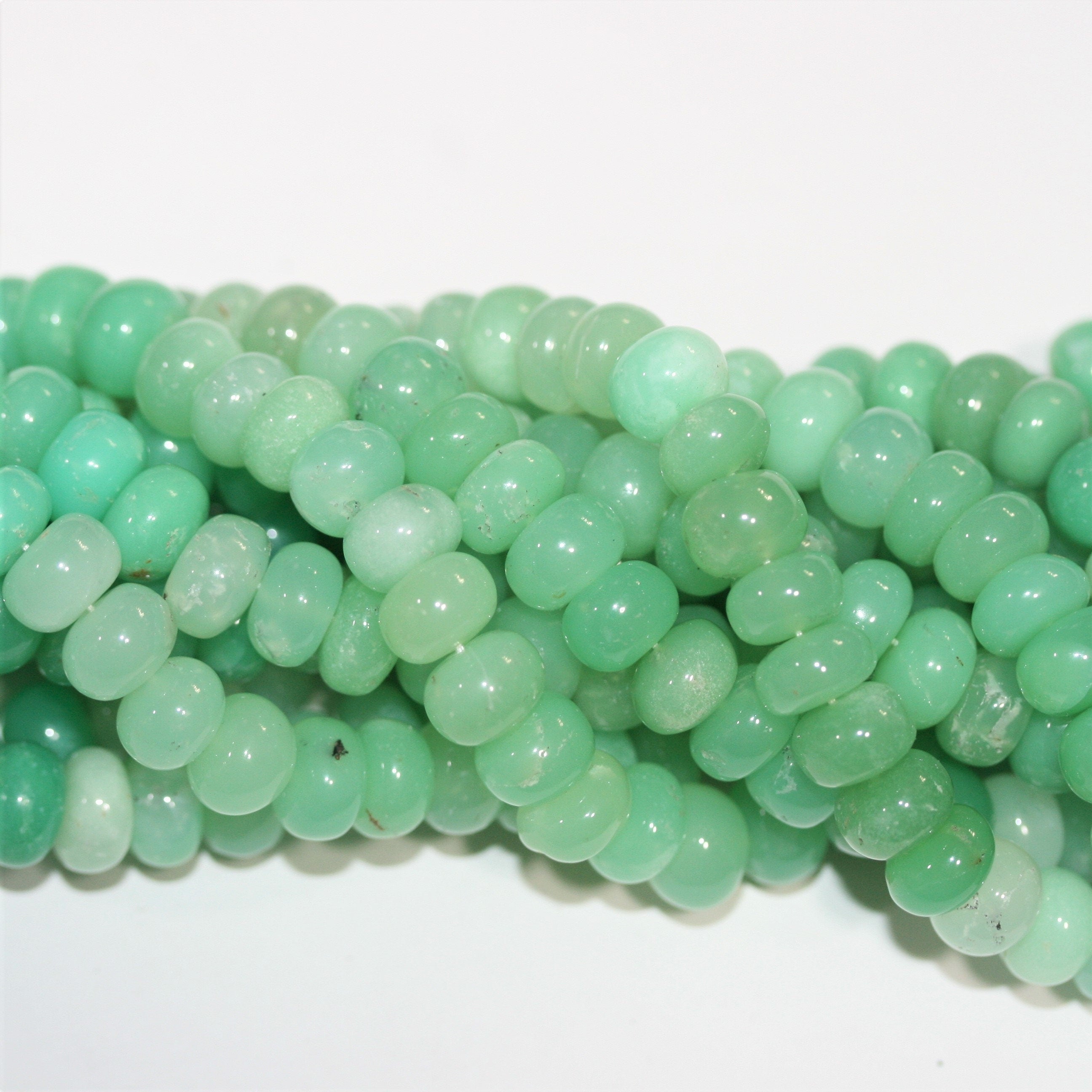 Cuentas redondas lisas de crisoprasa de Santa, 19", 10 x 6 mm. Aprox. - Hilo de 48 cm.