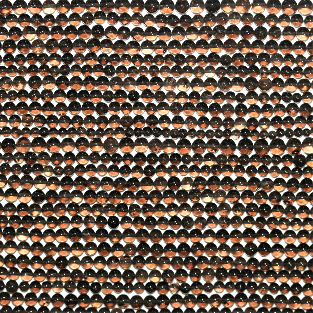 Perles rondes lisses en quartz fumé St. 14" 3-3,5 mm.- Brin 37 cm.