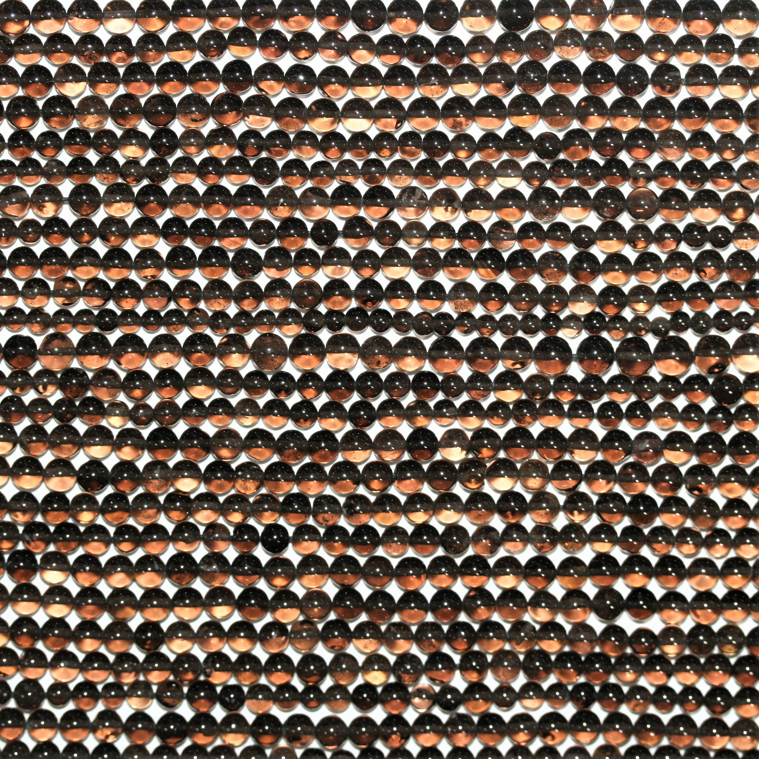 Perles rondes lisses en quartz fumé St. 14" 3-3,5 mm.- Brin 37 cm.