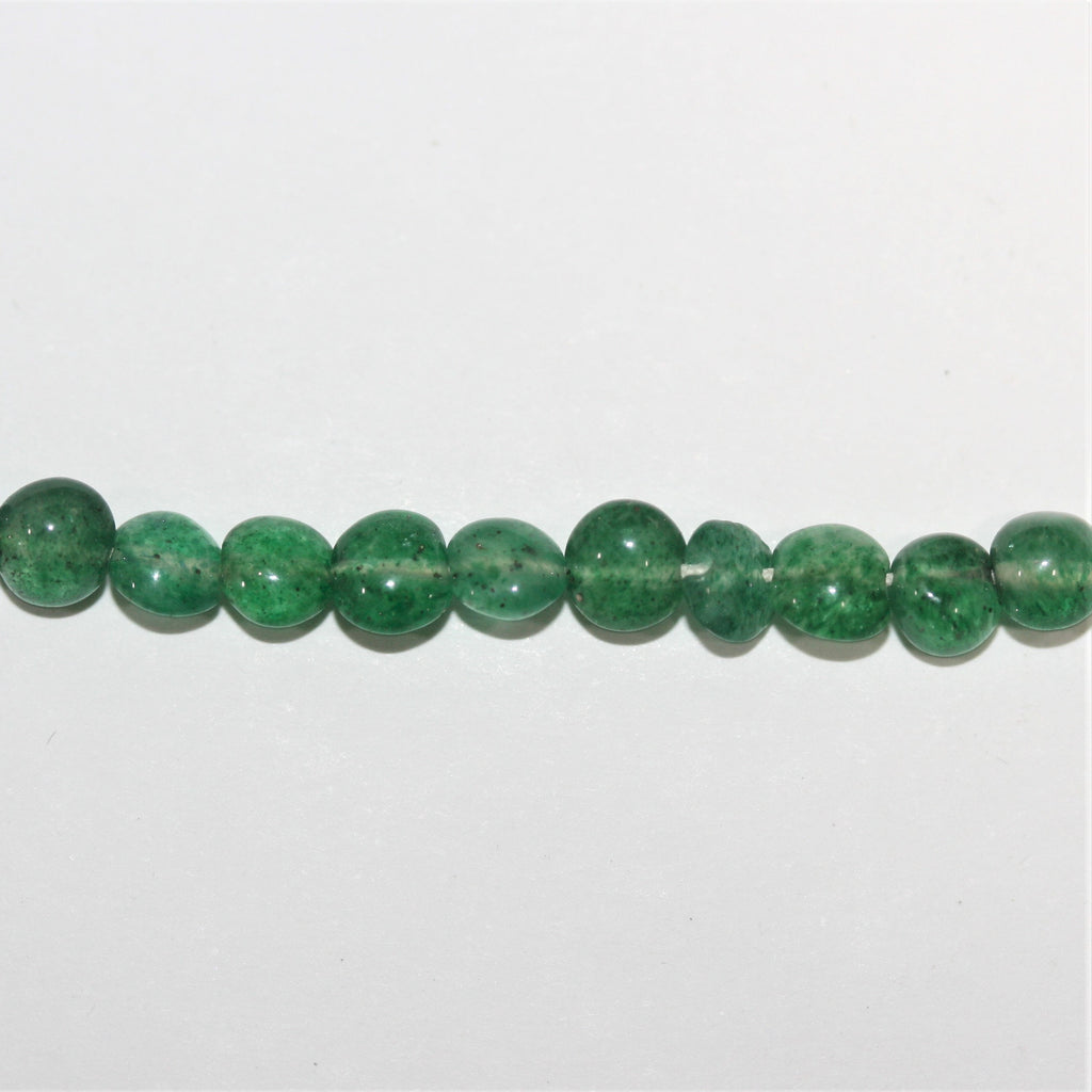 15" perles rondes lisses en aventurine vert Saint-Pierre de 5 mm - Brin de 38 cm.