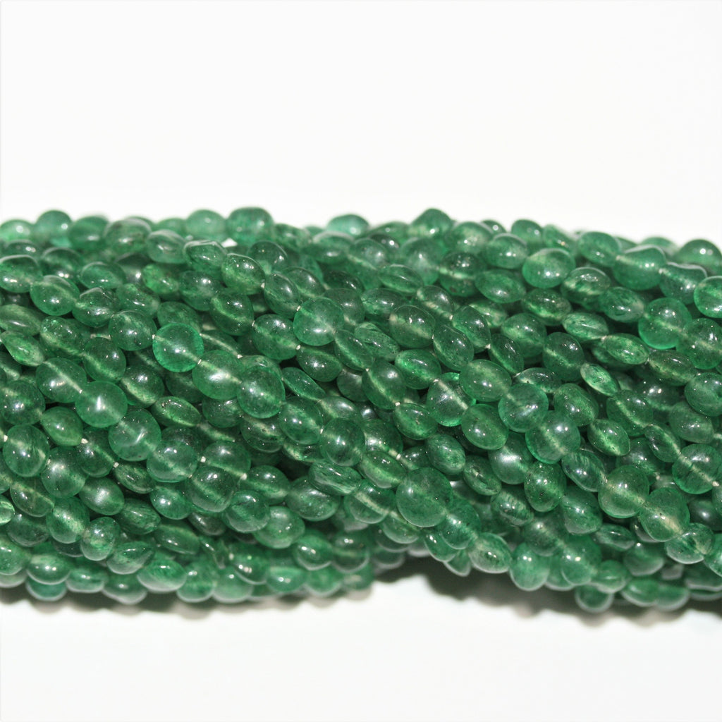 15" perles rondes lisses en aventurine vert Saint-Pierre de 5 mm - Brin de 38 cm.