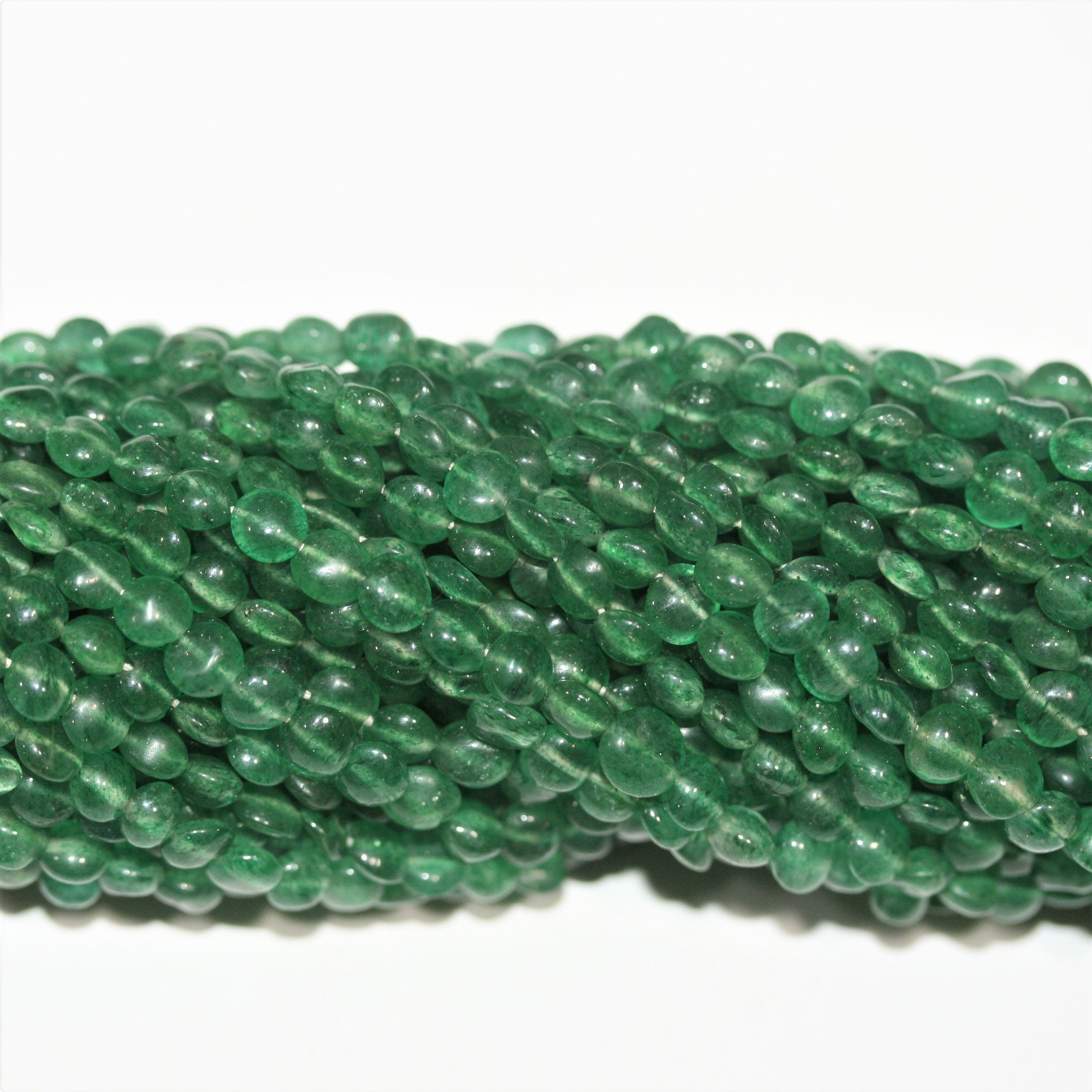 15" perles rondes lisses en aventurine vert Saint-Pierre de 5 mm - Brin de 38 cm.
