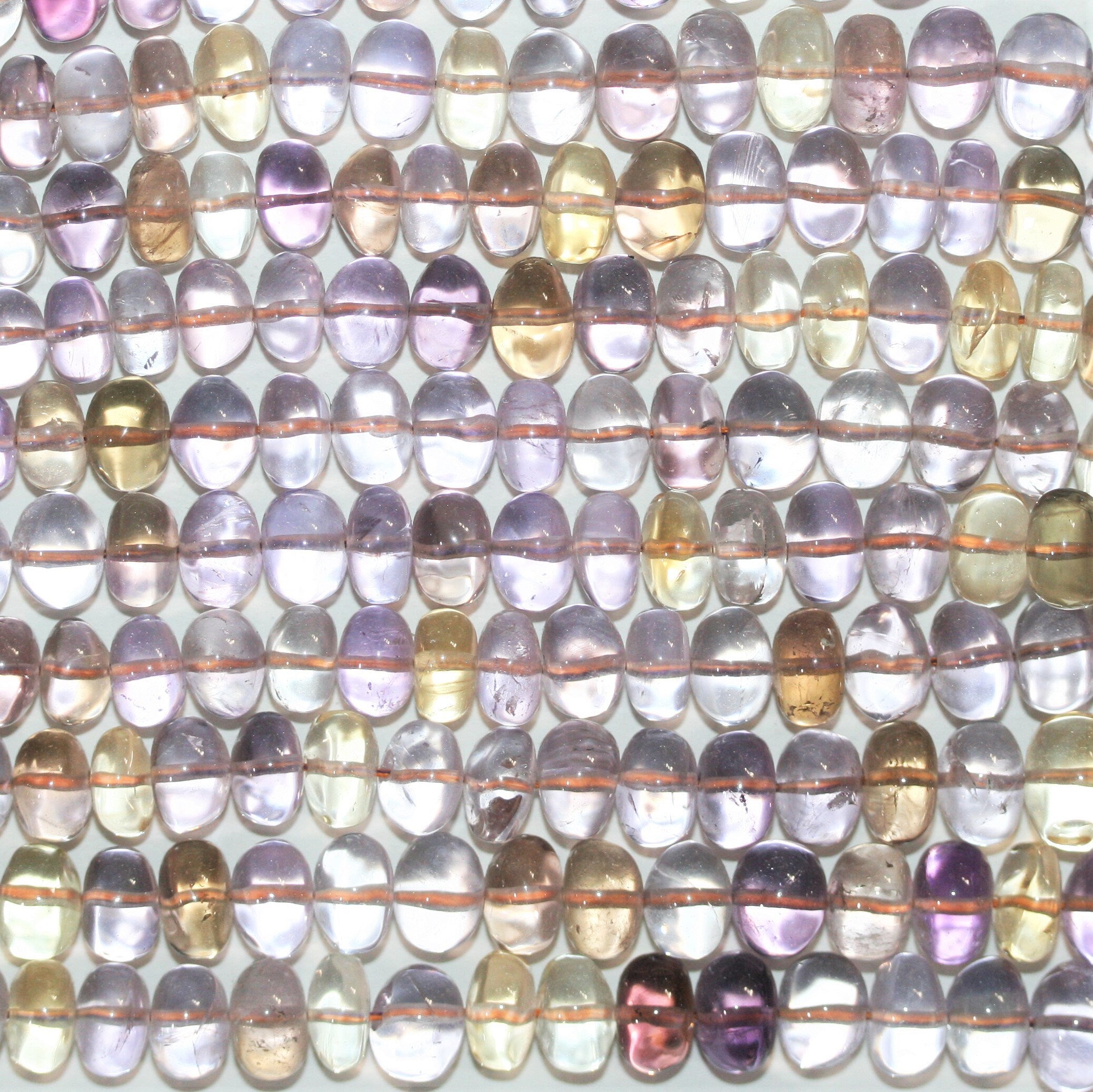 16" St. Ametrine Graduated Smooth Rondelle Beads 7.5x4- 11x8mm. Approx.- Strand 40cm. - Hard Gems