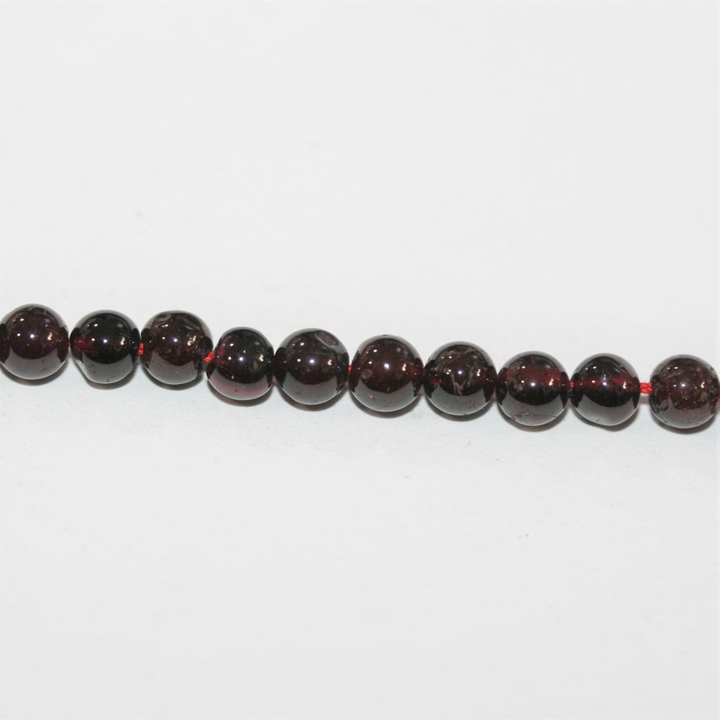13" St Garnet Smooth Round Beads 5mm.- Strand 33cm.
