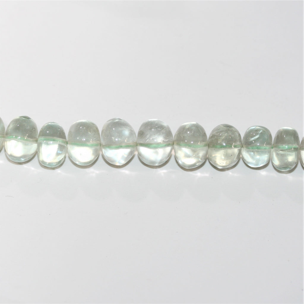 Cuentas redondas lisas graduadas de St Prasiolite de 16", 7 x 5-11 x 8 mm. Aprox. - Hilo de 40 cm.