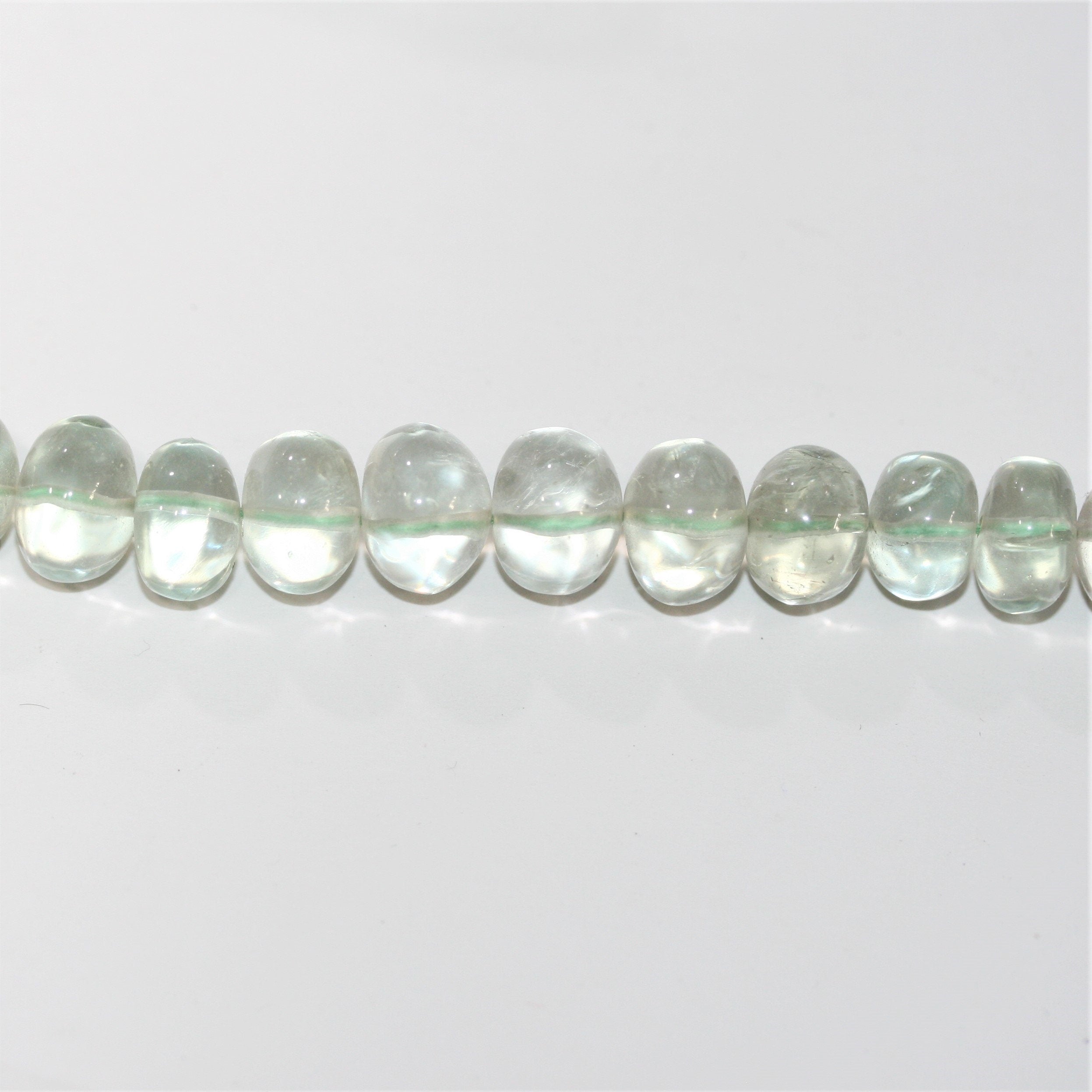 Cuentas redondas lisas graduadas de St Prasiolite de 16", 7 x 5-11 x 8 mm. Aprox. - Hilo de 40 cm.