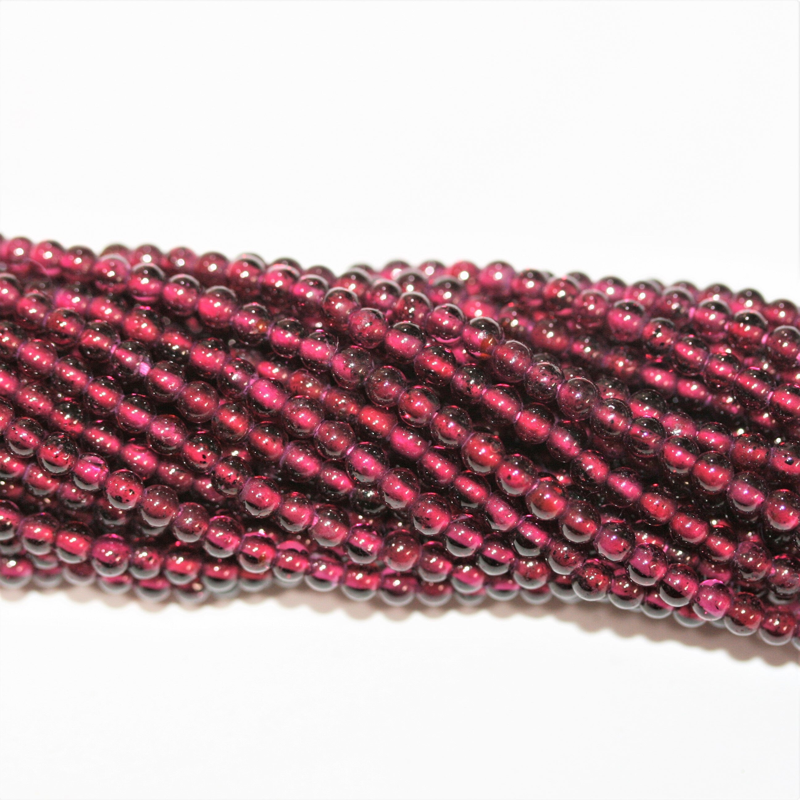 14" St Garnet Smooth Round Beads 2.5mm.- Strand 35cm.