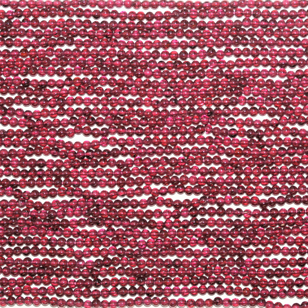 14" St Garnet Smooth Round Beads 2.5mm.- Strand 35cm.