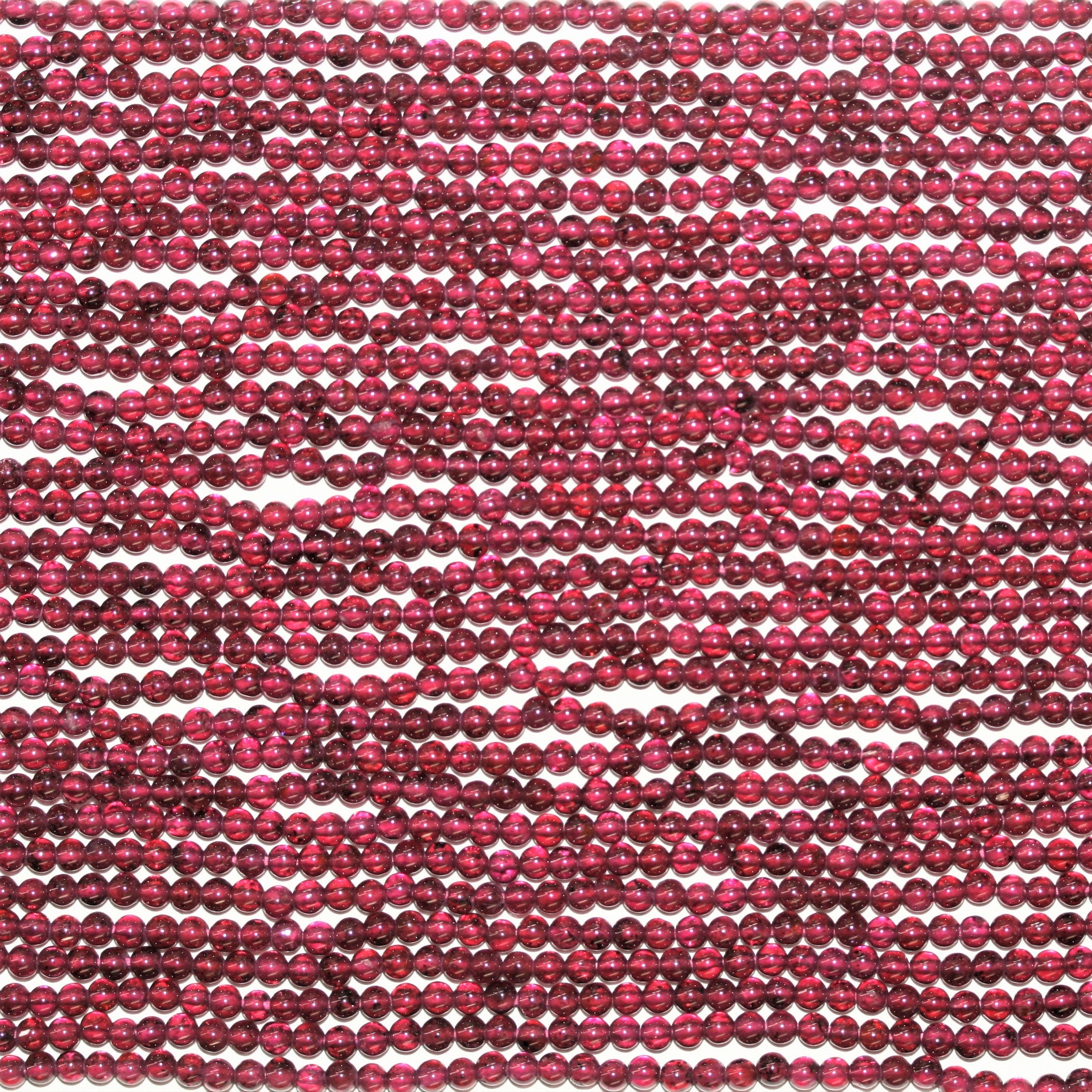 14" St Garnet Smooth Round Beads 2.5mm.- Strand 35cm.