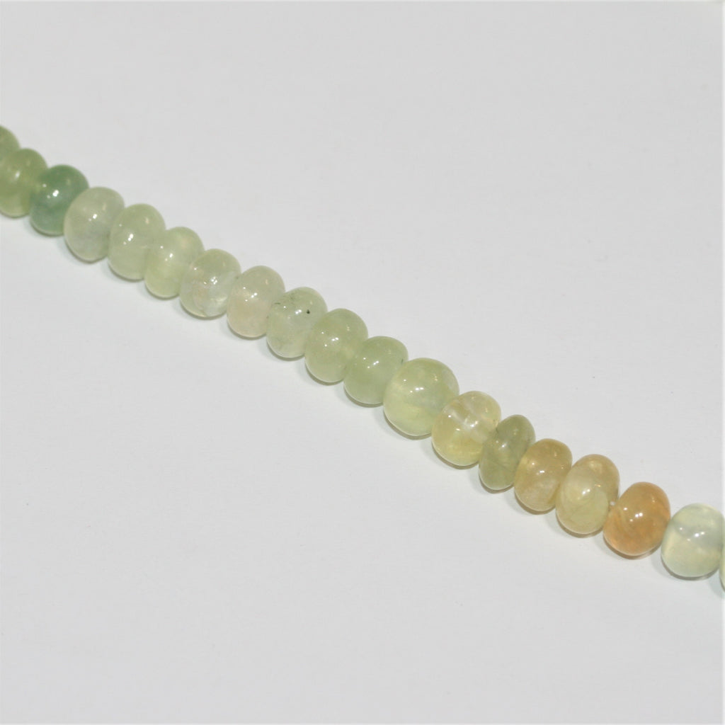 Cuentas redondas lisas de prehnita de 19", 10 x 6 mm. Aprox. - Hilo de 48 cm.