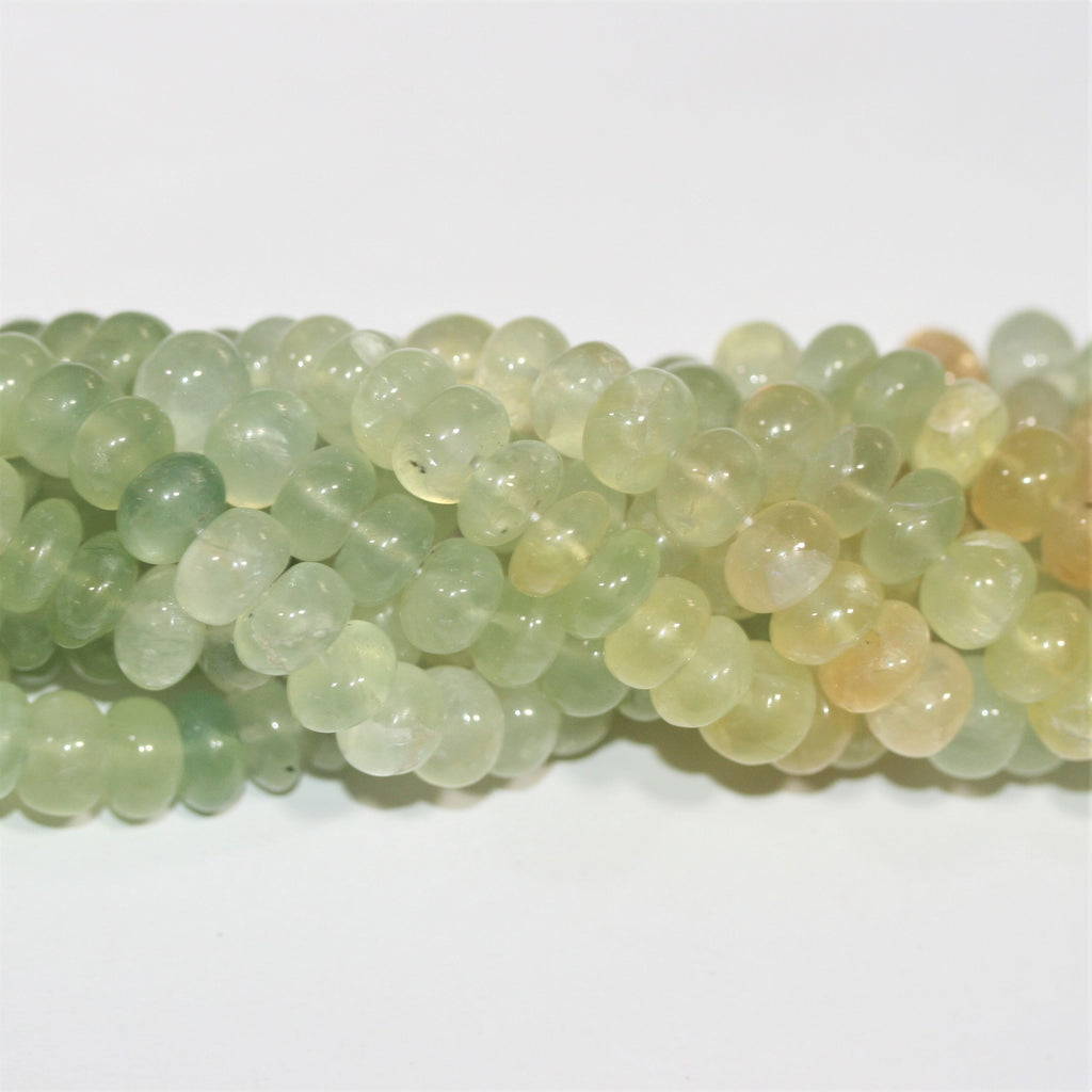 Cuentas redondas lisas de prehnita de 19", 10 x 6 mm. Aprox. - Hilo de 48 cm.