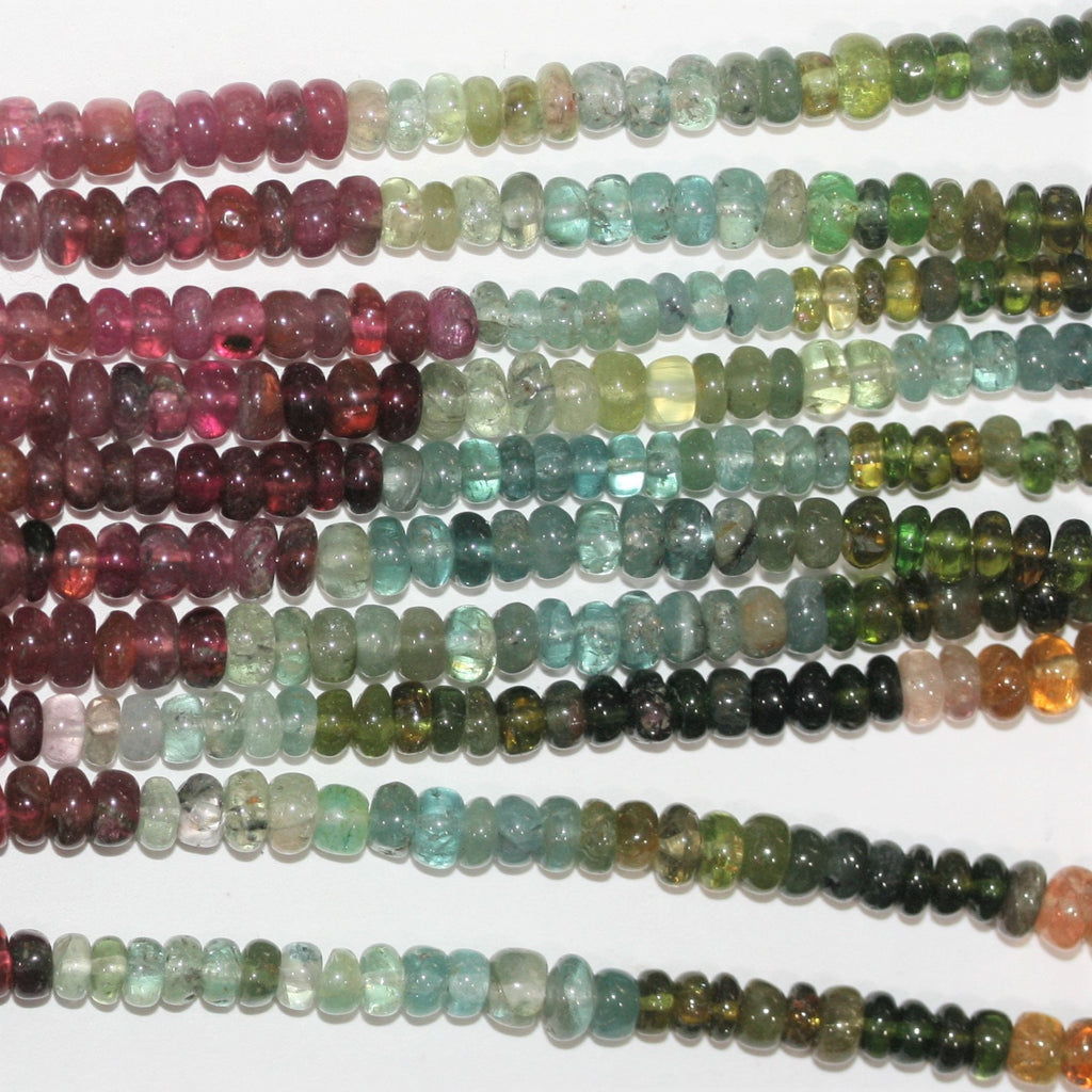 Cuentas redondas lisas de turmalina St. de 16", 4 x 2 mm. Aprox. - Hilo de 40 cm.