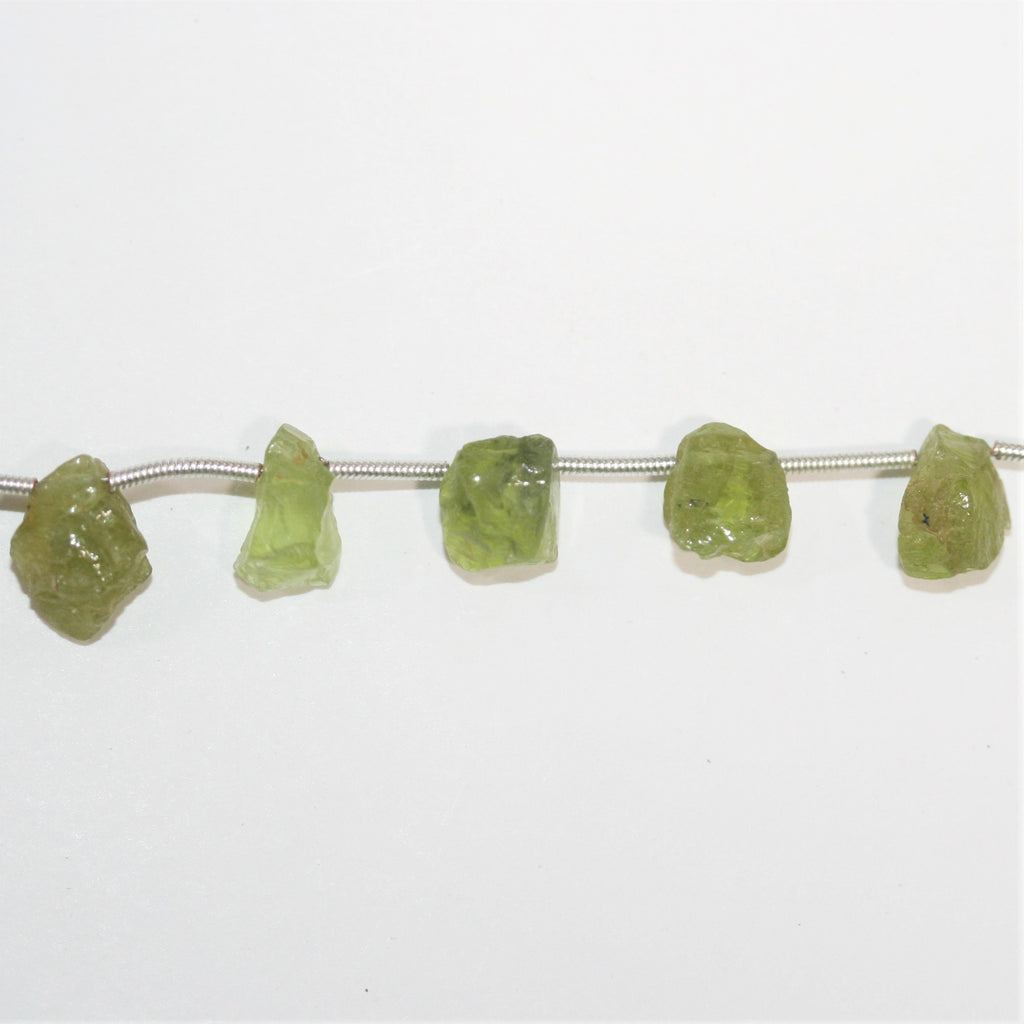 5" St Peridot Unpolished Nugget Beads 10x5mm. Approx.- Strand 12cm. - Hard Gems