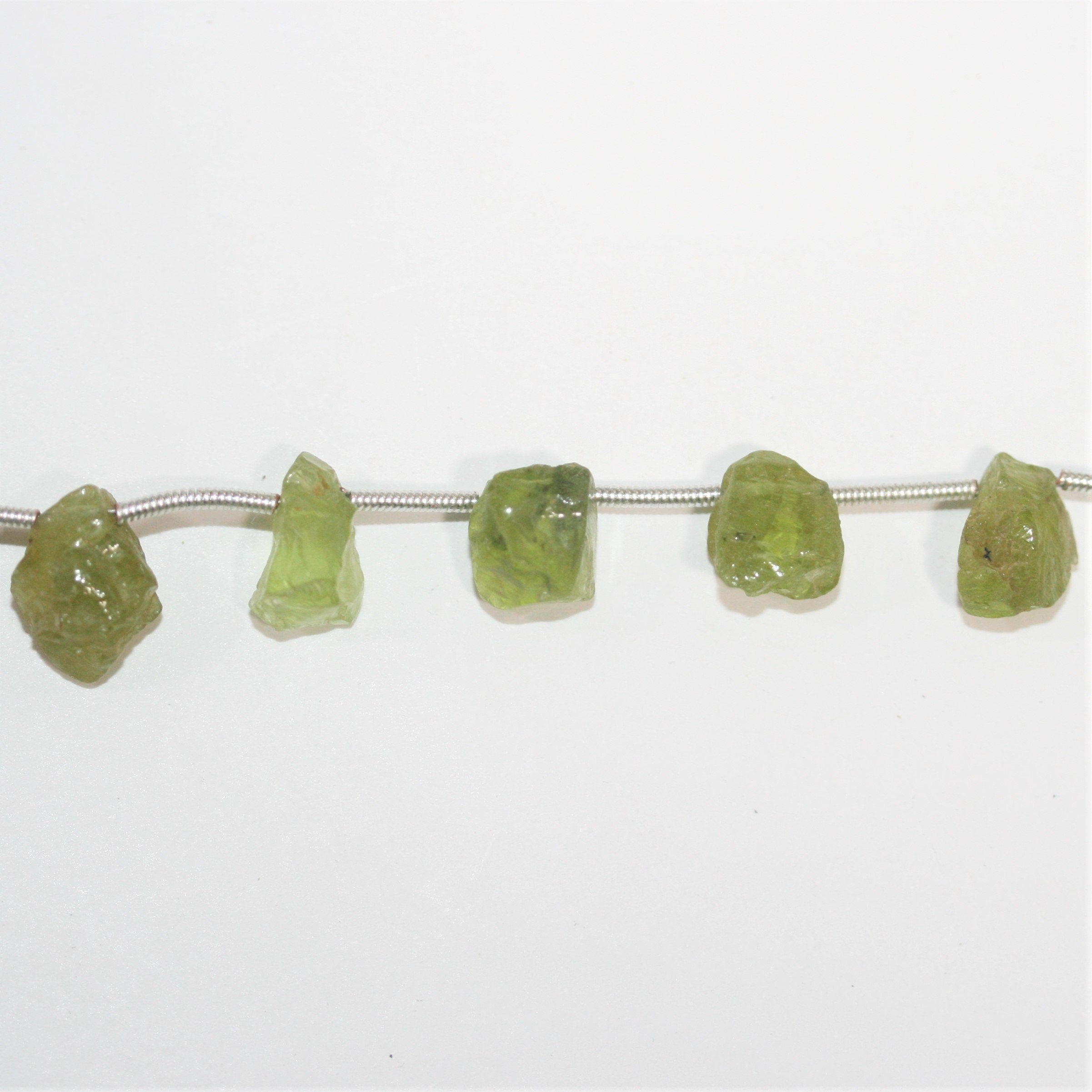 5" St Peridot Unpolished Nugget Beads 10x5mm. Approx.- Strand 12cm. - Hard Gems