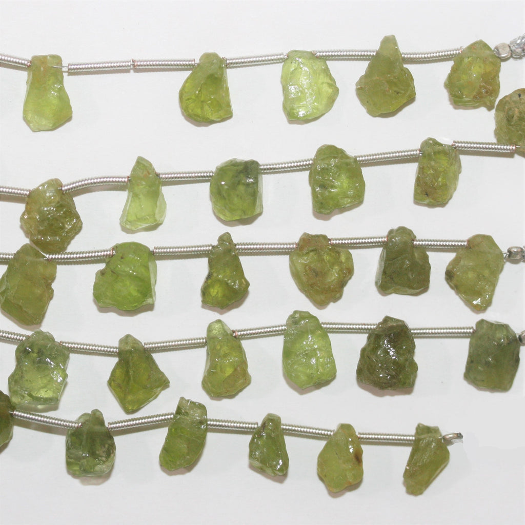 5" St Peridot Unpolished Nugget Beads 10x5mm. Approx.- Strand 12cm. - Hard Gems