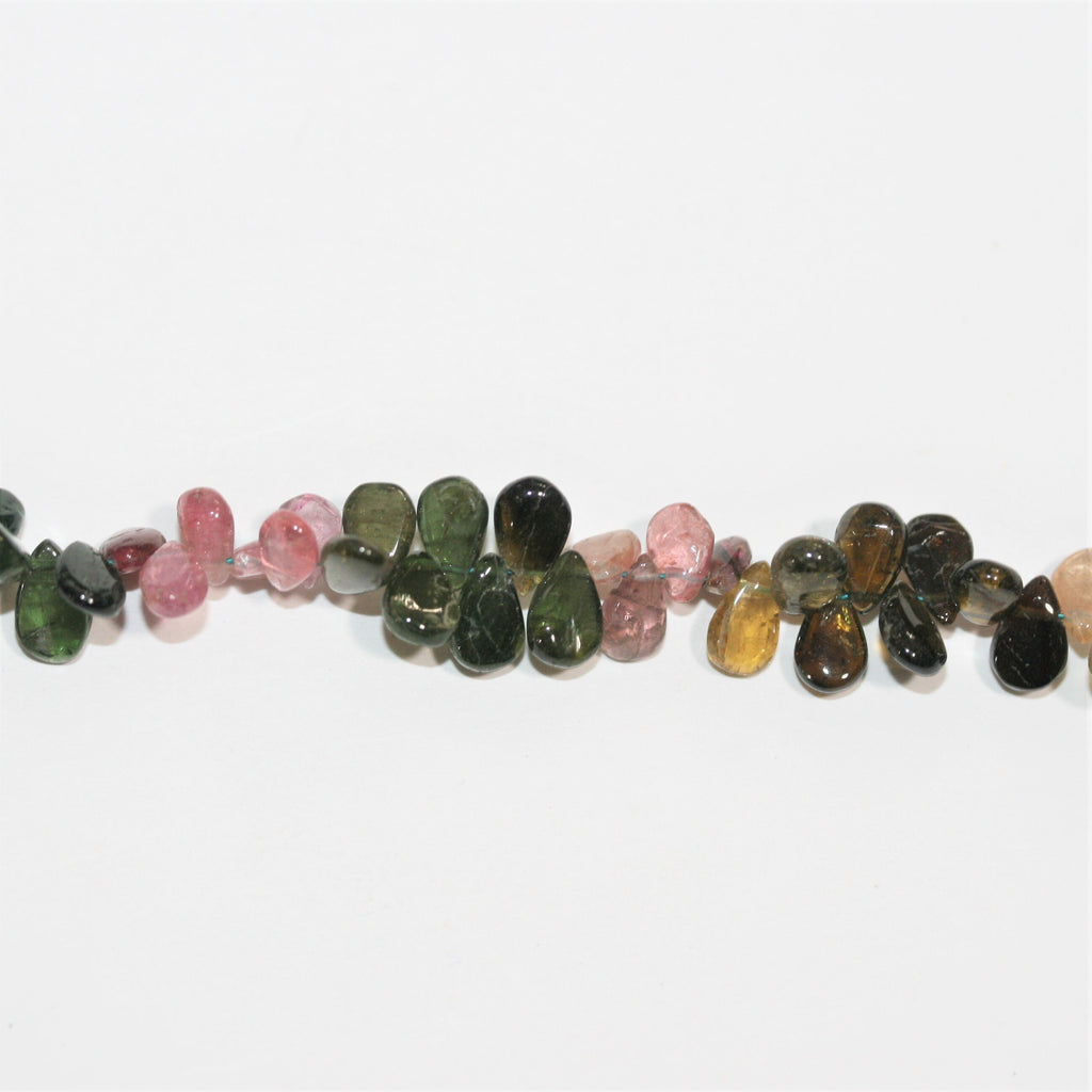 Perles en tourmaline lisses en forme de goutte de 9 pouces, 6 x 4 mm - Brin de 23 cm.