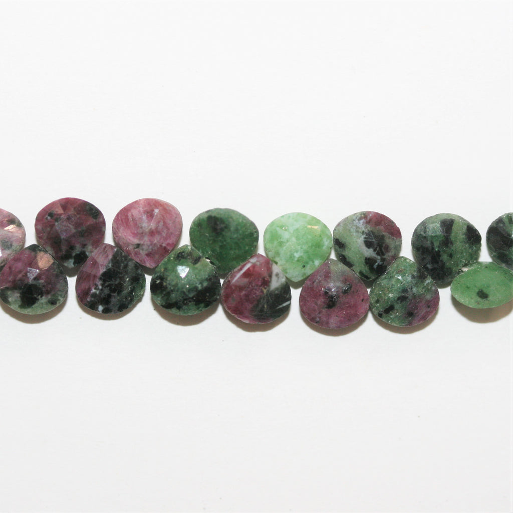 8" St Ruby Zoisite Faceted Drop Beads 7mm.- Strand 20cm. - Hard Gems
