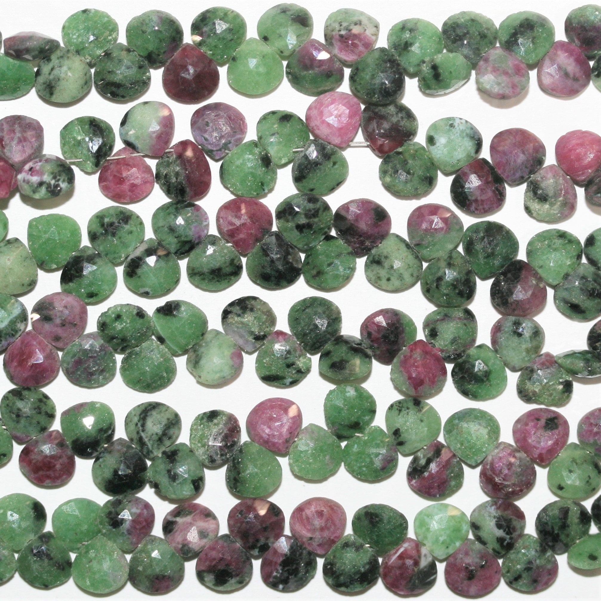 8" St Ruby Zoisite Faceted Drop Beads 7mm.- Strand 20cm. - Hard Gems
