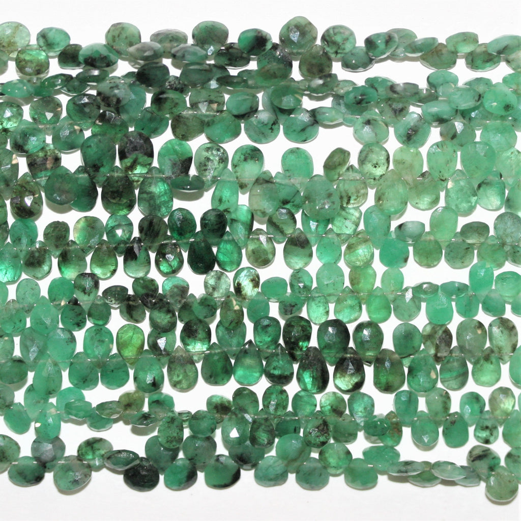 8" St Emerald Faceted Drop Beads 6x5mm. Approx.- Strand 20cm. - Hard Gems
