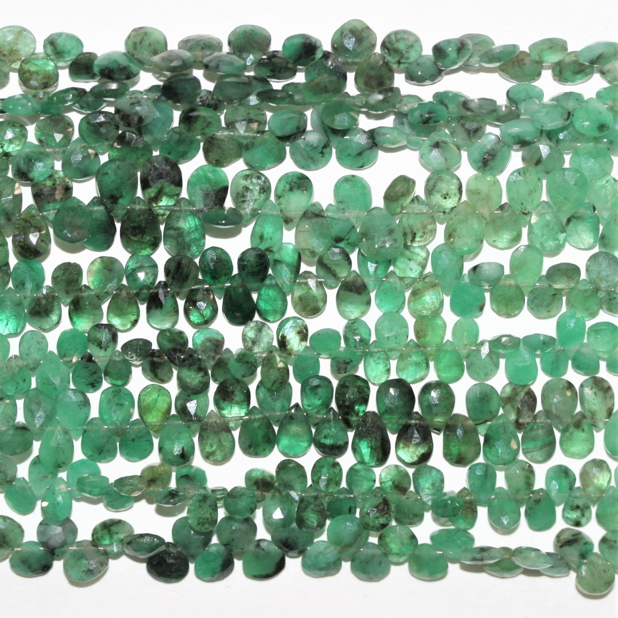 8" St Emerald Faceted Drop Beads 6x5mm. Approx.- Strand 20cm. - Hard Gems