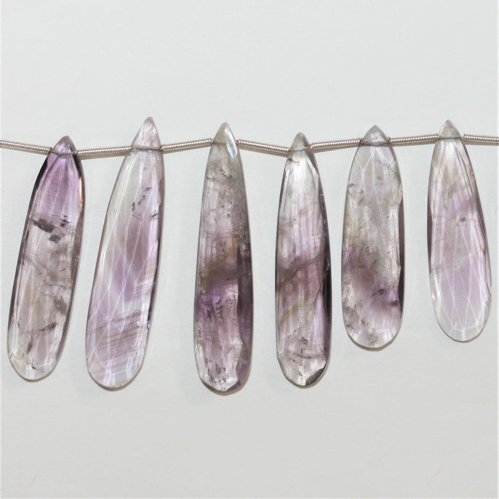8" St Amethyst Graduated Faceted Drop Beads 34x9.5- 45x12mm. Approx.- Strand 20cm. - Hard Gems