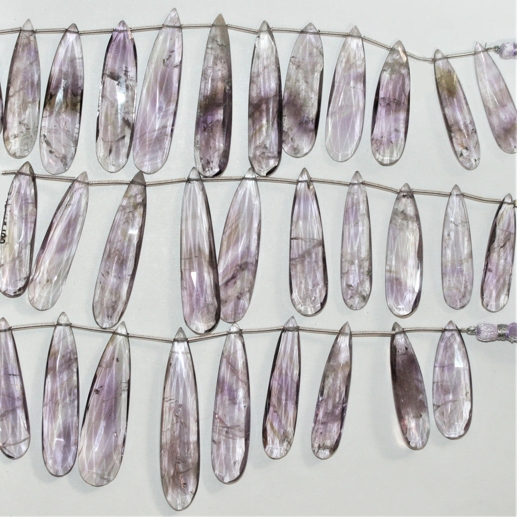 8" St Amethyst Graduated Faceted Drop Beads 34x9.5- 45x12mm. Approx.- Strand 20cm. - Hard Gems