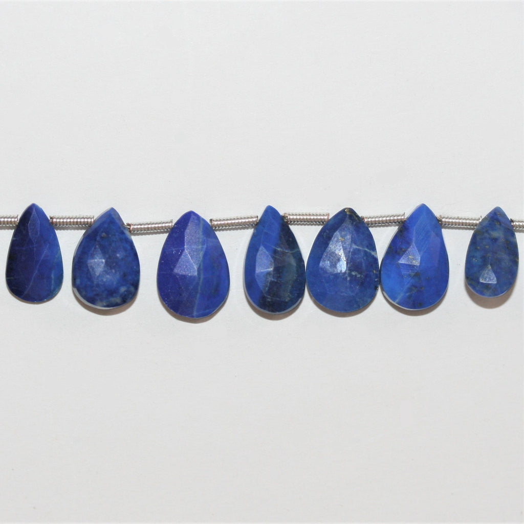 8" St Lapis Lazuli Graduated Faceted Drop Beads 8x6- 12x8mm. Approx.- Strand 20cm. - Hard Gems