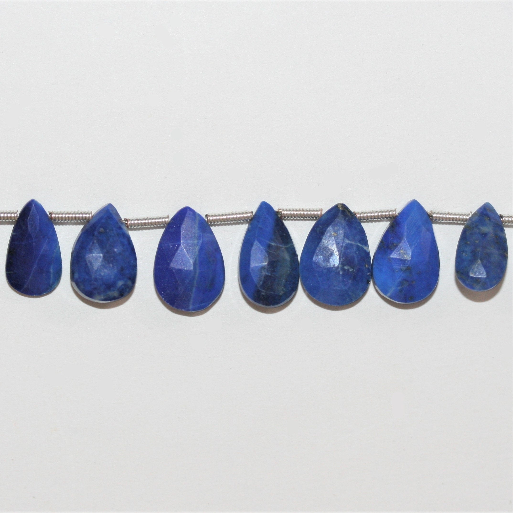 8" St Lapis Lazuli Graduated Faceted Drop Beads 8x6- 12x8mm. Approx.- Strand 20cm. - Hard Gems