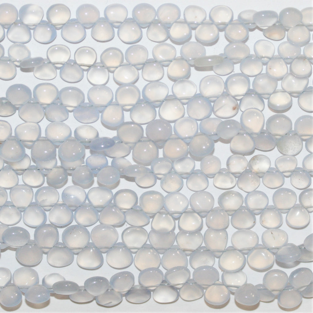 8" St Chalcedony Smooth Drop Beads 6-7mm.- Strand 20cm. - Hard Gems