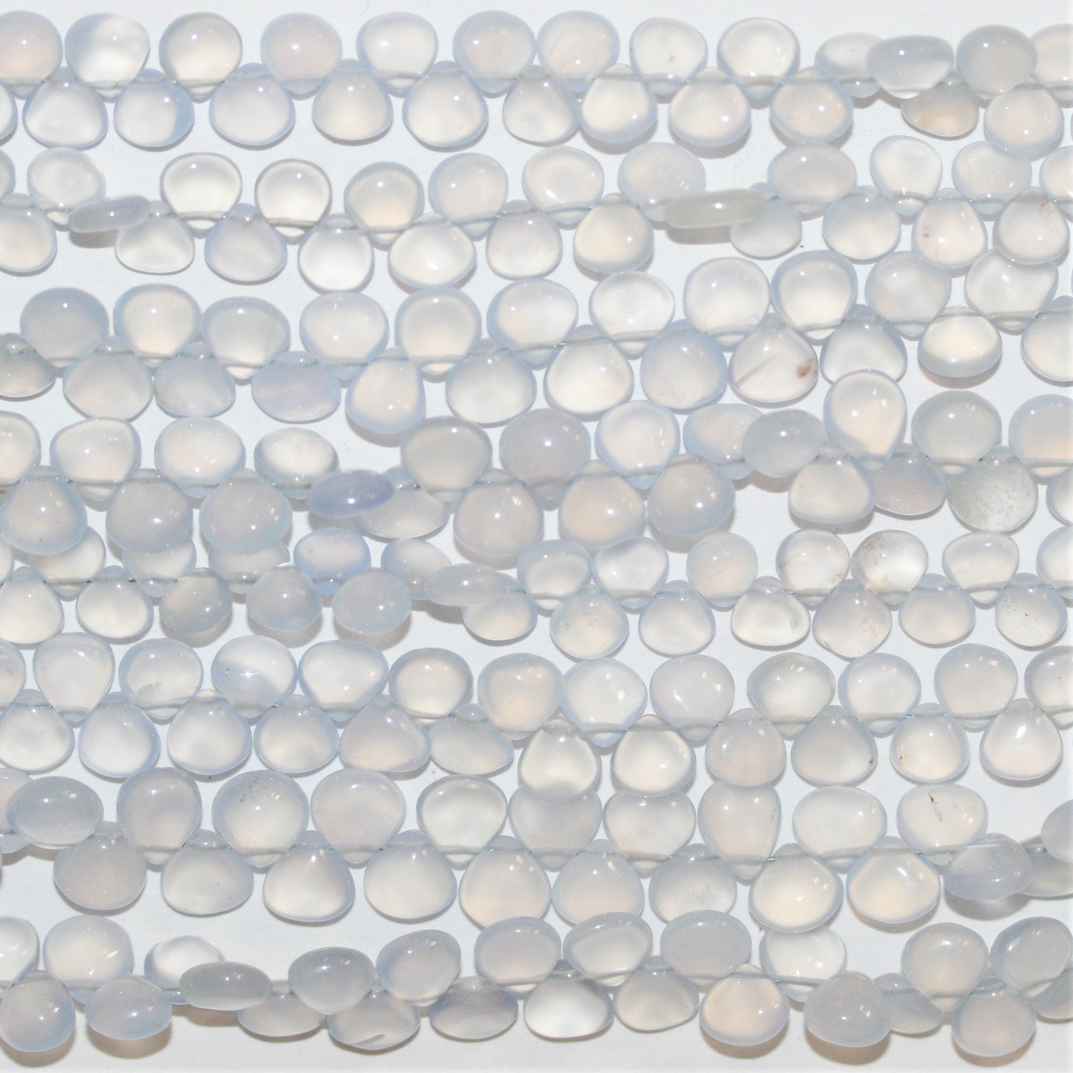 8" St Chalcedony Smooth Drop Beads 6-7mm.- Strand 20cm. - Hard Gems