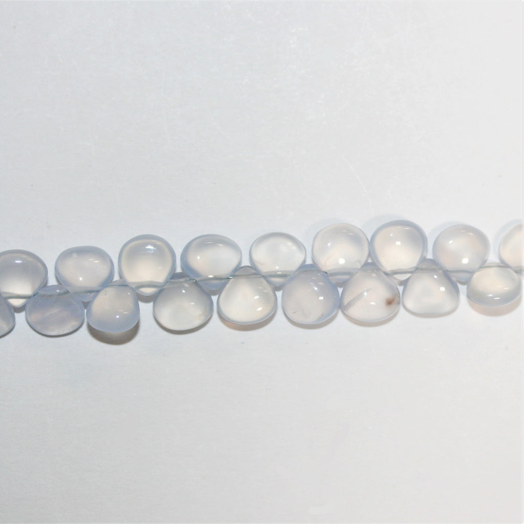 8" St Chalcedony Smooth Drop Beads 6-7mm.- Strand 20cm. - Hard Gems