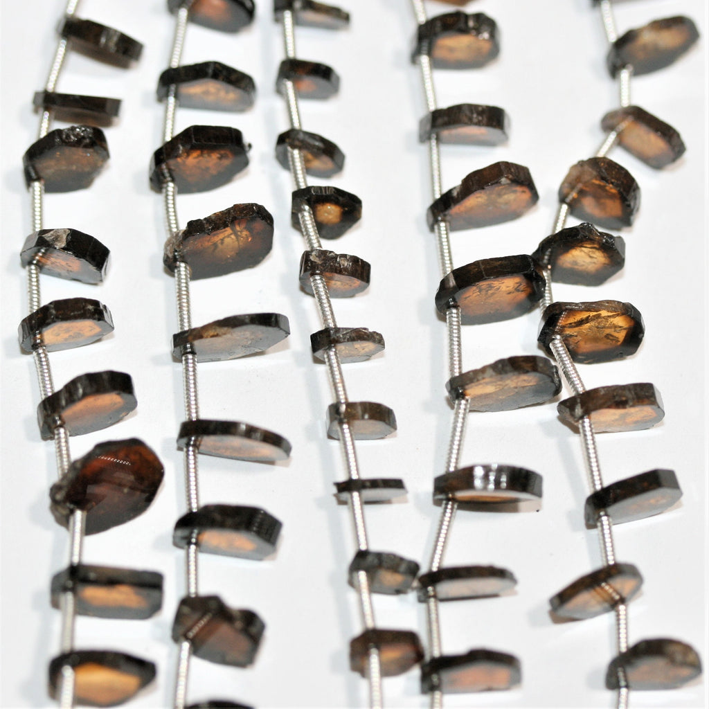 8" St Brown Tourmaline Flat Irregular Beads 6-10mm. Approx.- Strand 20cm. - Hard Gems