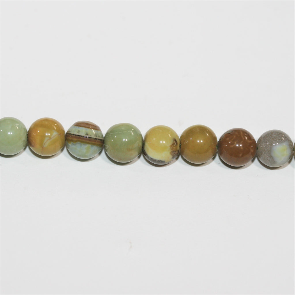 16" St Perles rondes lisses en opale bleu-vert 8-9 mm.- Brin 41 cm.