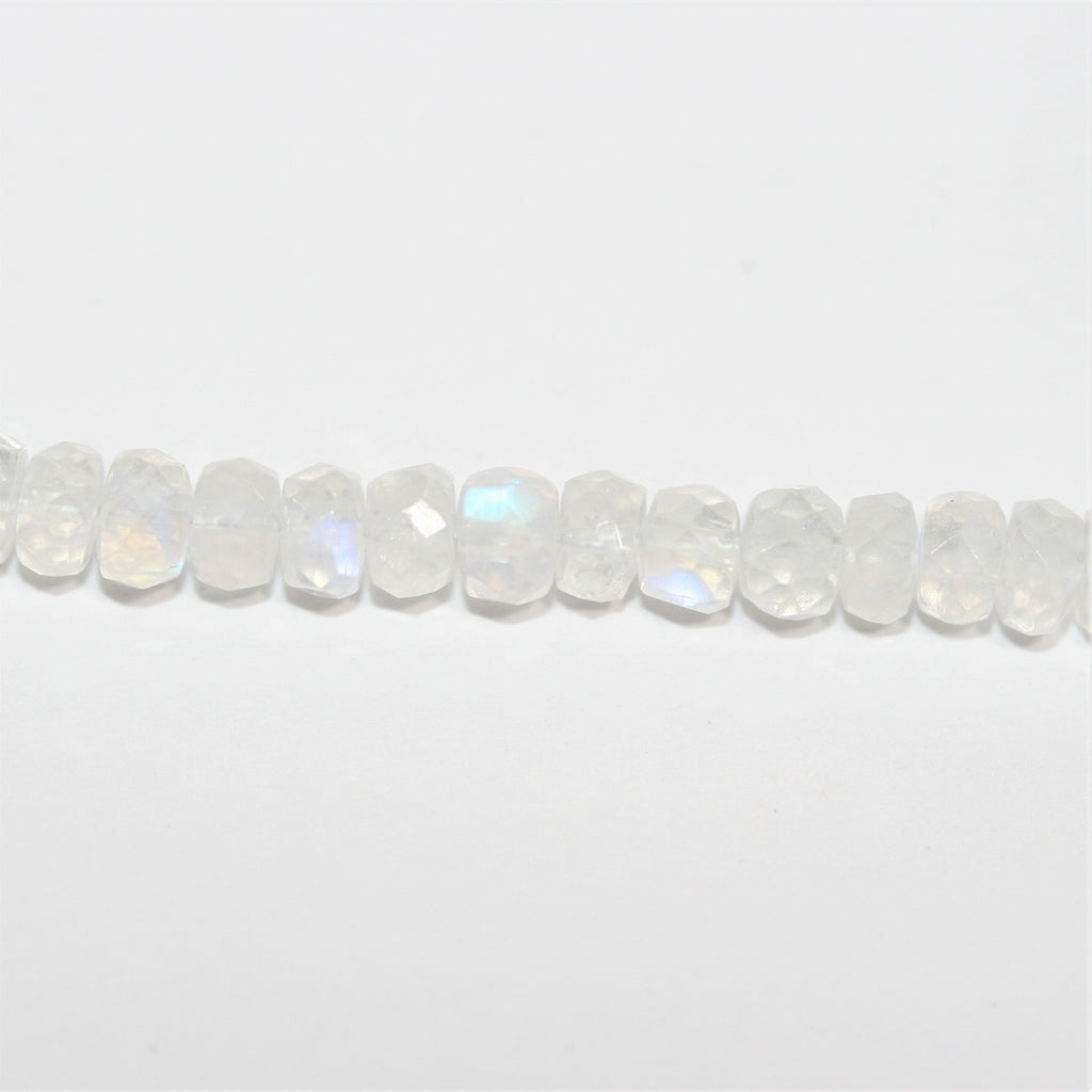 Cuentas redondas facetadas de piedra lunar de 16" de St. 5 x 3 mm - Hilo de 42 cm.