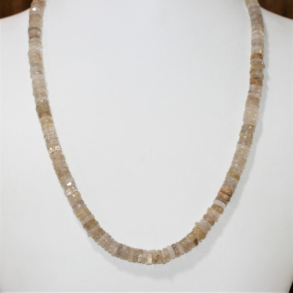 Rutilated Quartz Faceted Rondelle Necklace 8x2mm.