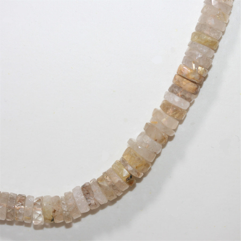 Rutilated Quartz Faceted Rondelle Necklace 8x2mm.