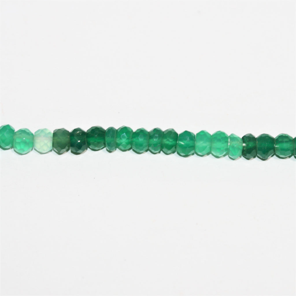 13" St Green Onyx Faceted Rondelle Beads 5x3mm.- Strand 33cm.